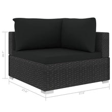 10-Piece Patio Lounge Set with Cushions, Modular Outdoor Sofa Furniture, Rattan Sectional for Garden, Deck, Porch, Balcony, Black