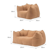 mmaiqi Lounge Vacuum Compressed Lazy Sofa, Sponge Particle Single/Double Couch for Living Room, Fabric Compact Leisure (Coffee,Two People)
