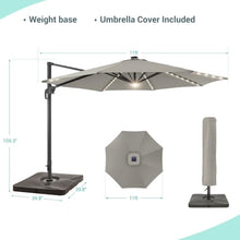 OROTLECT 11 Ft LED Cantilever Outdoor Umbrella With a Base Stand, Patio Offset Aluminum Frame Market Umbrella