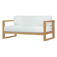Modern Contemporary Outdoor Patio Balcony Lounge Chair, Sofa and Table Set, Wood, White Natural