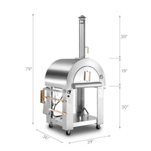 Empava Pizza Oven Outdoor,Wood Fire & Propane Gas Dual Fuel with Wheels and Accessories in Stainless Steel for Restaurant,Backyard, Garden, Patio, Camping, 39 Inch, Silver