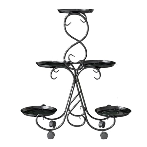 French Metal Plant Stand Indoor Outdoor Flower Rack 5 Tier Flower Pot Holder Shelf Wrought Iron Planter Display Rack Corner Vertical Plant Shelf Fashion Plant Ladder Rack For Garden Patio Lawn