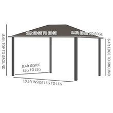 Outsunny 10' x 12' Hardtop Gazebo with Curtains and Netting Dark Gray