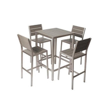 Pemberly Row 5-Piece Modern Aluminum Frame Patio Bar Set Grey