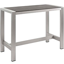 Modway Shore 5-Piece Aluminum Outdoor Patio Pub Bistro Set Silver Gray