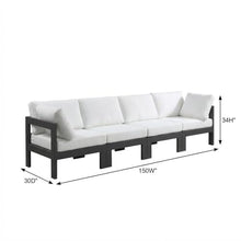 Outdoor Escape White Fabric Outdoor Patio Modular Sofa with Contemporary Style, Cushioned Seating, 150-Inch Width, Weather-Resistant Upholstery