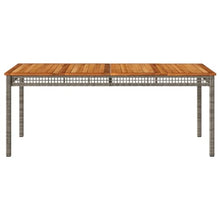 Garden Table Grey and Brown,Sturdy Rectangular Outdoor Dining Table for 6 with Modern Design – Durable Metal Frame & Acacia Wood Top Patio Tables