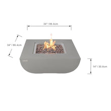 Westport Concrete Fire Pit 34" x 34" Patio Firepit Includes Lava Rocks Modern Fire Pits & Outdoor Fireplaces for Garden, Deck, Indoor & Outdoor Heating