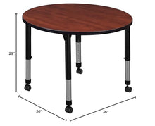 Regency Kee Height Adjustable Mobile Round Classroom Table 36" Cherry