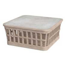 Afuera Living Outdoor Square Coffee Table, 42.25 in, Solid Teak Wood Frame, Natural Finish, Genuine Marble Top, Waterproof Design, Rounded Edges, Fully Assembled Patio Furniture