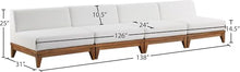 Meridian Furniture 389White-S138 Rio Collection Modern | Contemporary Outdoor Patio Off White Resilient Water Resisting Fabric Modular Sofa with Durable Acacia Wood Frame