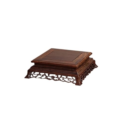 QUANGJN Pcs Plants Saucers Carved Crafts Ornaments Solid Wood Bracket Rectangular Flowerpot Vase Porcelain Buddha Base Plant Pot Saucers,