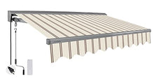 ADVANING Classic Series 10'X8' Electric Retractable Awning, 100% Acrylic UV+ Sun Shade Canopy, Beige w/Brick Red Stripes, EA1008-A332H