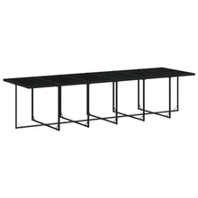 LKJephalotrope 13 Piece Patio Dining Set, Black PE Rattan Outdoor Furniture with 129.9" Tempered Glass Table and 12 Chairs, Space Saving Cube Set for Garden and Backyard