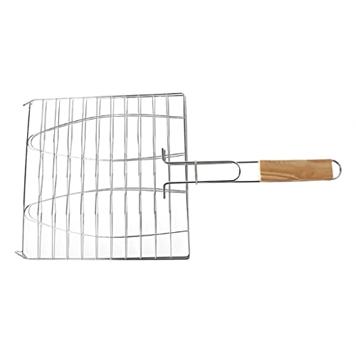 HBJWOV Barbecue Grilling Basket Grill Bbq Net Wooden Handle Meat Fish Vegetable Tools Accessories