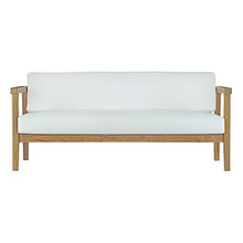 Modway Bayport Teak Wood Outdoor Patio Loveseat Natural White