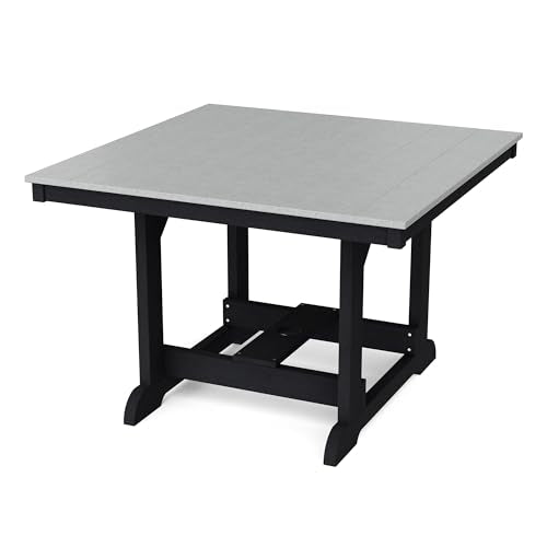 Wildridge Heritage 44"x44" Dining Table, Light Gray and Black - Outdoor Weather Resistant Recycled Plastic Furniture for Patio