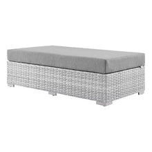 Modway Convene Outdoor Patio Rectangular Ottoman in Light Gray Gray
