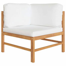 KFPOERTFGD 2-Seater Patio Bench with Cream Cushions, Teak Wood Garden Loveseat for Outdoor Terrace and Backyard Furniture