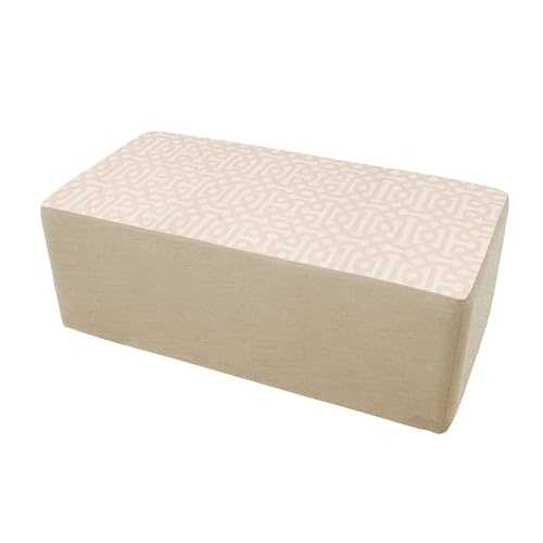 FDP 24" x 48" Rectangle Oversized Outdoor Ottoman Featuring Sunbrella Two-Tone - Weather-Resistant, Fade-Resistant, Assembled Patio Furniture for Backyard, Poolside Seating, 18" H - Flax/Sand