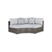 Benzara Mita 86 Inch Outdoor Loveseat with Pillows Gray Beige Black