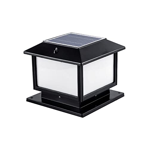 MOCIGERN 4-Colors Solar Post Cap Lights Aluminum Metal Pillar Lighting Remote Control Column Lamp for Garden Backyard Patio Yard Wall Stair Step Railing (Color : Black, Size : Width:50cm)