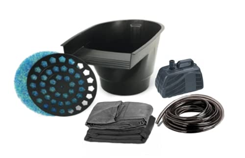 Custom Pro 5x6 Foot DIY Pond Kit with 1,500 GPH Pump, Filter, Liner, Instructions and More - Create a Pond with a Waterfall