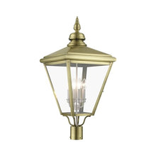 Livex Lighting 27376-01 Adams - 4 Light Extra Large Outdoor Post Top Lantern in Traditional Style-31.5 Inches Tall and 14.25 Inches Wide, Finish Color: Antique Brass/Brushed Nickel