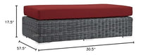 Modway Summon Wicker Rattan Outdoor Patio Ottoman Canvas Red