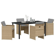Molumvel 5 Piece Garden Dining Set with Poly Rattan Table and 4 Chairs, Beige Patio Furniture for Outdoor Backyard, Porch, and Deck Seating