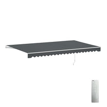 ALEKO 20x10 ft Electric Retractable Patio Awning, Remote Control Motorized & Manual Crank, Outdoor Shade Canopy with UV-Resistant Fabric - White Frame, Gray