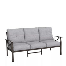 70” All-Weather Metal 3-Seat Patio Sofa, Khaki Frame with Gray Cushions
