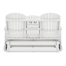 Benjara BM315939 Sami 67 Inch Outdoor Adirondack Glider Loveseat, Dropdown Cupholders, White
