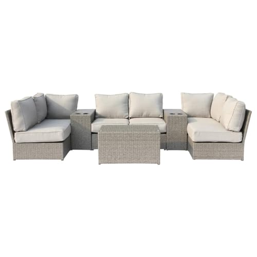 callmego Outdoor Wicker Seating Set with Cushions for Patio or Deck Use