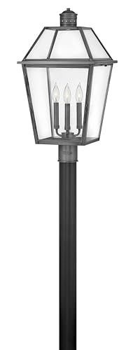 Hinkley Nouvelle Collection Three Light Outdoor Medium Post Top/Pier Mount Blackened Brass/Black