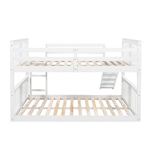 P PURLOVE Full Over Full Bunk Bed with Ladder and Slide White