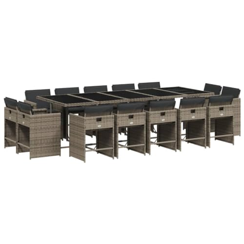 AMBERARD Patio Dining Set Set of 14 Grey Furniture Set