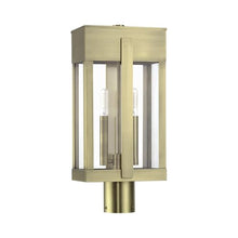 Livex Lighting, 28964-01, Berksford Collection, 2 Light Antique Brass Large Outdoor Post Top Lantern with Clear Glass