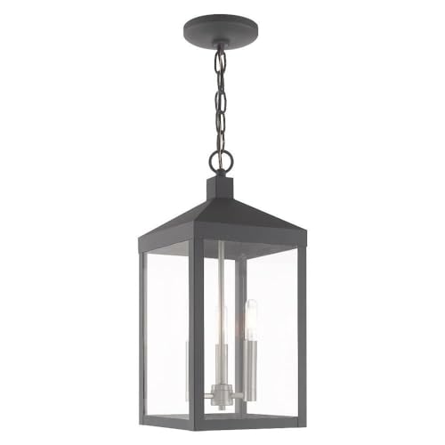 Livex Lighting 20593-76 3-Light Outdoor Hanging Lantern, Scandinavian Gray