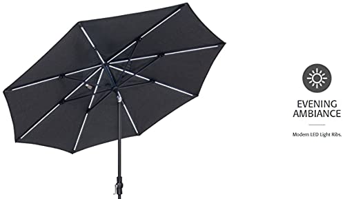 Treasure Garden 9-Foot Starlux Deluxe Collar-Tilt Market Umbrella Sunbrella Black w/Black Frame
