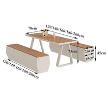 MJJRWF 3 Piece Outdoor Dining Set, Patio Table with 2 Benches, Seats 4-8 People, for Garden, Backyard, Poolside, Or Balcony(White,140x70x75cm)