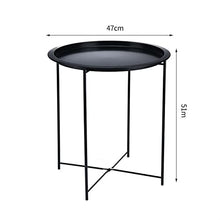 XRHDTQVVIG Coffee Table Folding Metal Round Bistro Coffee Table Patio Indoor Outdoor Furniture Summer(Black)