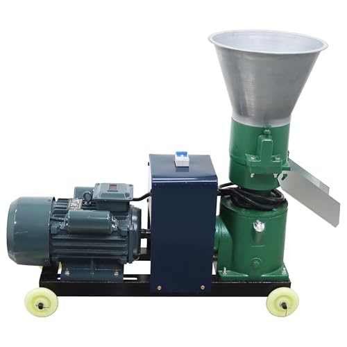 THUXEON 220V Feed Pellet Grinder 6MM Holes Plate Chicken Feed Pellet Mill Machine with Two-Head Pressure Roller Maximum Output 120Kg/h Animal Food Maker 3KW Feed Granulator
