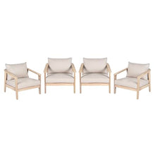 Christopher Knight Home Hartford Acacia Wood Lounge Chair Outdoor Set of 4 with Removable Cushion, Solid Wood Patio Accent Chair with PE Wicker Backrest, Patio Furniture Sofa Set, Light Brown+Beige