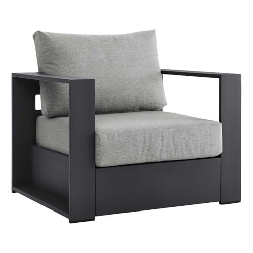 Modway Tahoe Aluminum Outdoor Patio Armchair in Gray Gray
