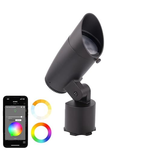 WAC Lighting LED 12V Colorscaping Smart App Controllable Landscape Lighting with RGBWW Color Changing and Tunable White Accent 15W Spot Light with Adjustable Beam Angle in Black