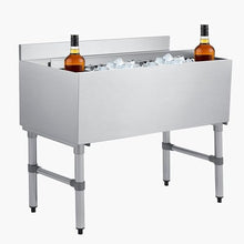 VEVOR Commercial Ice Bin, 100.7 Qt Max Capacity, 36 x 19 x 33 Inch Stainless Steel Ice Chest with Sliding Lid and Bottle Holders, Cooler Cart Cocktail Unit for Bar Restaurant Pub, NSF Certified
