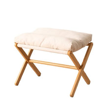 LHHAIUA Ottoman for Bedroom Dorm Folding Footstool with Wooden Frame and Fabric Cushions Under Desk Footrest(Beige)