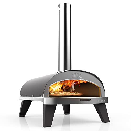 ZiiPa ZiiPa22-004 Four à Piana, Compact Outdoor, Pellet Pizza, Wood fire, Oven with Turntable for 360° Cooking, Built-in Thermometer, Color Slate