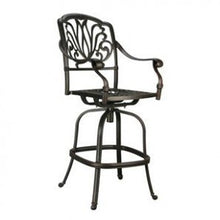 Patio Land Elizabeth Outdoor Patio Set 6pc Swivel Bar Stools Dark Bronze Aluminum with Sunbrella Sesame Cushions